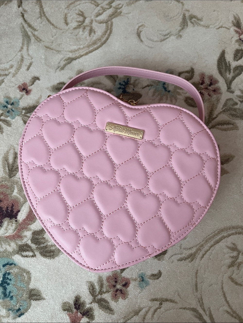 Heart-Shaped Quilted Mini Crossbody in Light Pink
